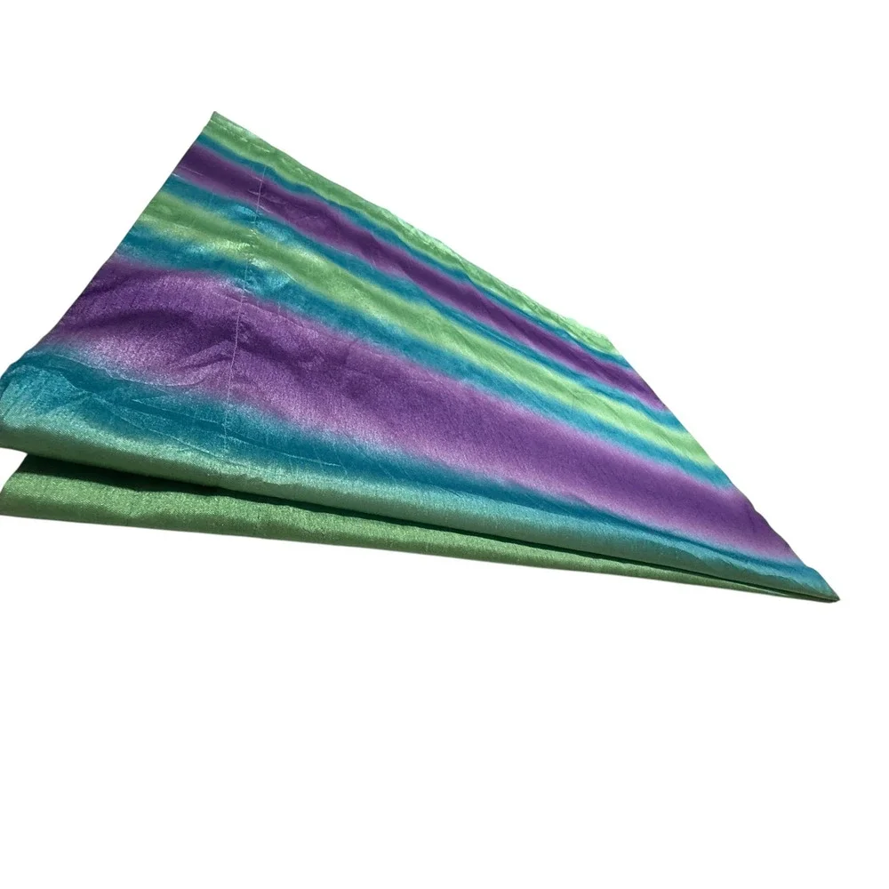 Pair Y2K Vintage Curtains Drapes Tie Dye Stripe Purple Green Blue 2 Panels